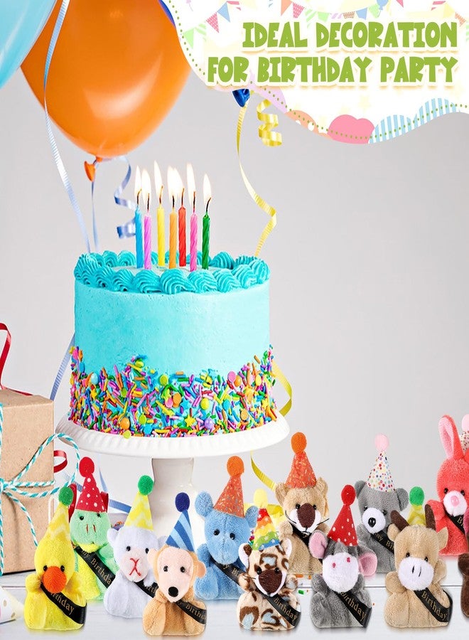 Seenelling Birthday Mini Plush Toy With Hats, Party Decor Stuffed Animal for Student Classroom Reward Gifts Goodie Bag Stuffers (24 Pcs) - Image 2